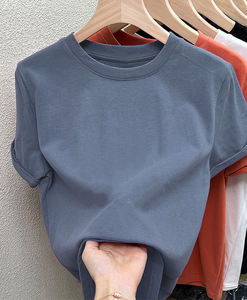 T-shirt Estiva 2026 da <span class=keywords><strong>Donna</strong></span> <span class=keywords><strong>Marrone</strong></span> in Cotone alla Moda Giovanile a Maniche Corte con Spalle Regolari Vestibilità Slim che Valorizza la Figura - Product Image 2