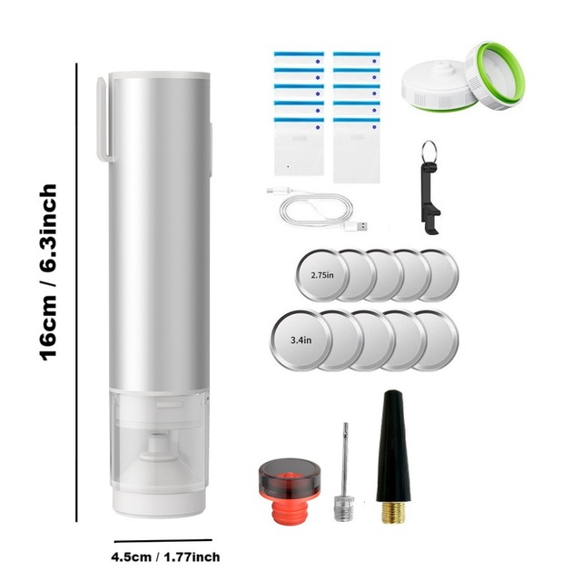 Rechargeable Portable Mini Handheld Electric Mason Jar Vacuum Sealer Kit Household Food Saver with Wine Stopper for Food Storage