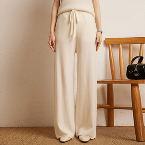 <span class=keywords><strong>Pantalon</strong></span> décontracté en <span class=keywords><strong>laine</strong></span> de couleur <span class=keywords><strong>pure</strong></span> pour femmes <span class=keywords><strong>Pantalon</strong></span> <span class=keywords><strong>femme</strong></span> Design hiver <span class=keywords><strong>Pantalon</strong></span> large en tricot de <span class=keywords><strong>laine</strong></span> et cachemire avec cordon de serrage pour femmes - Product Image 2