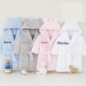 Peignoir de bain en coton éponge à capuche pour bébé avec broderie de nom, tissu uni, pour enfants, <span class=keywords><strong>garçon</strong></span> et fille, oreilles d'ours, peignoirs en éponge, pyjamas 2026 - Product Image 1