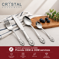 Ensemble de couverts en acier inoxydable CYRSTAL pour cuisine et salle à manger, couteau, fourchette, cuillère, style royal vintage argenté, pour la maison et les mariages