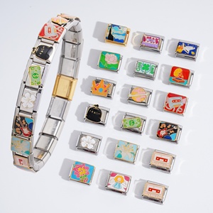 Fashion Italian Charm <b>Bracelet</b> <b>Crystal</b> Rhinestone Geometric Gold Plated Men's Gift - Product Image 1