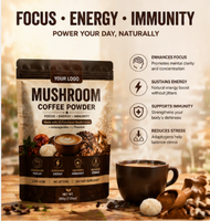 Compléments alimentaires en marque blanche OEM/ODM : Poudre de café aux champignons Haosen certifiée Halal 99 % – Améliore la concentration, l'immunité, l'énergie, l'humeur et la santé intestinale