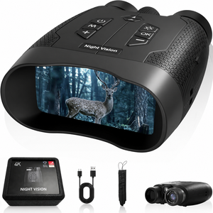 Binoculares de Visión Nocturna 4K Digitales Infrarrojos Recargables con Tarjeta de 32GB y Estuche de Transporte para Caza, Camping y Seguridad - Product Image 1