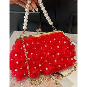 Sac à bandoulière décontracté pour femmes couleur bonbon Transparent gelée perlée perle rabat Polyester transfrontalier voyage filles - Product Image 4