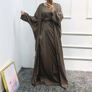 High Quality Wholesale the Latest Turkey Muslim Women Dresses Modest Solid Color Three-piece Set <strong>Abaya</strong> - Product Image 4