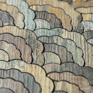 Panneau mural en pvc en forme de nuage 3d grain de bois de couleur mélangée carreaux de mosaïque pour dosseret autocollant pour la décoration intérieure de la maison - Product Image 4