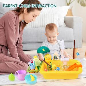 Juego de lavabo eléctrico Duck Dishwasher para niños, juguete de fregadero de educación temprana, juego de simulación entre padres e hijos, juguetes de cocina portátiles personalizados - Product Image 4