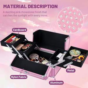 Estuche de <span class=keywords><strong>Maquillaje</strong></span> con Soporte para Brochas, Espejo LED Magnético, Estuche de Cosméticos de Viaje, Maleta de <span class=keywords><strong>Maquillaje</strong></span> con Cerradura con Llave - Product Image 5