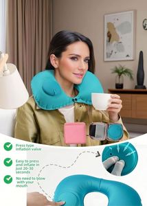 Almohada de Viaje de Inflado y Desinflado Rápido - Soporte Cervical Ajustable con Hebillas, Diseño Compacto y Portátil, Transpirable - Product Image 2