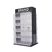 Exhibidor de Mesa Acrílico Transparente Pulido APEX con Base Metálica, con Resorte, Escalonado y con Cerradura para Tienda de Cigarrillos