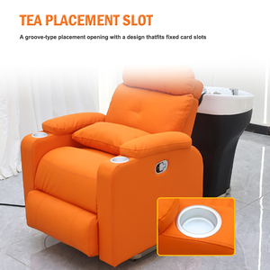 Bac à shampoing électrique inclinable avec lavabo et chaise pour salon de coiffure - Product Image 6