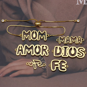 Conector de Corazón MAMA Chapado en Oro de 18K Kadi Amor <span class=keywords><strong>Dios</strong></span> para Regalo del Dí<span class=keywords><strong>a</strong></span> de la Madre, Joyerí<span class=keywords><strong>a</strong></span>, Fabricación de Collares y Pulseras - Product Image 3