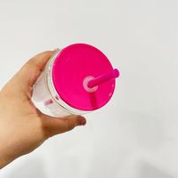 Gobelet en verre à double paroi de style américain pré-percé 15oz/12oz avec couvercle en plastique coloré et paille, personnalisable avec logo pour sublimation