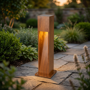 Lampadaire décoratif en bois grainé IP65 AC LED pour jardin, pelouse, aménagement paysager, patio, colonne, lanterne - Product Image 4