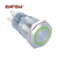 Type populaire ONPOW LAS1AGQ-11ZE 19mm 1NO1NC anneau de verrouillage interrupteur à bouton-poussoir lumineux (approuvé CE)