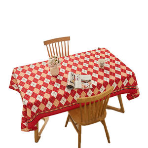 New Year Pattern TPU <b>Tablecloth</b> Rectangle Grid Print Oilproof Waterproof Washable Home Decorative Cover - Product Image 2