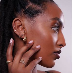 2025 nueva llegada impermeable hipoalergénico 14K oro Trio aro pendiente para niñas - Product Image 4