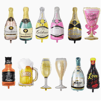 Ballons en aluminium en forme de verre à vin, vente en gros de ballons en aluminium pour bouteilles de champagne et de whisky, décoration de fête de bar