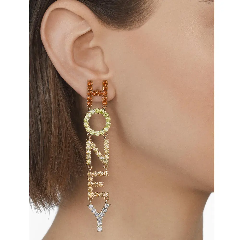 Alloy Diamond Long Letter Earrings Femininity Dress Earline Accessories Wild Fashion Earrings