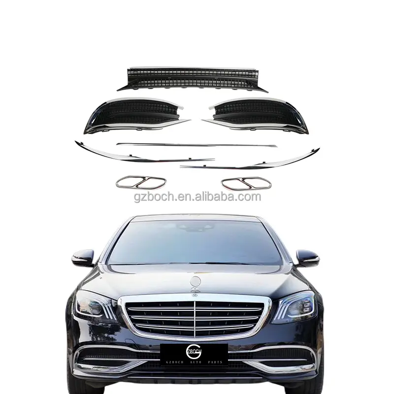 Trang Trí Bằng Crôm Cho Mercedes-Benz W222 S400 S500 S600 S Đầu Trang Trí Cản Trước Xe Maybach Nâng Cấp Lớp Maybach