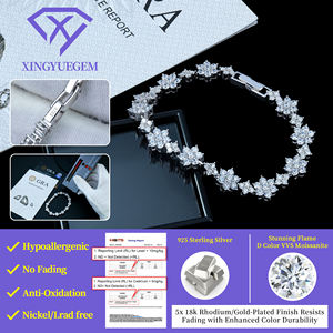 Pulsera de Plata de Ley S925 con Forma de Girasol y Moissanita de 0.1ct, Color D, VVS, para Mujer, Regalo de Boda o Fiesta - Product Image 5