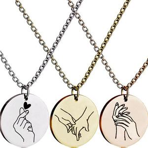 Logotipo grabado personalizado de 316L, joyería de acero inoxidable, 18k, disco chapado en oro, moneda redonda, colgante en blanco, collar, venta al por mayor - Product Image 2