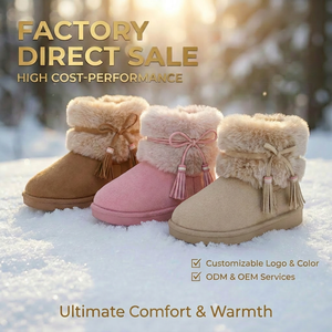 Bottes d'hiver pour bébé style bohème tendance, avec col en fausse fourrure, chaussures <span class=keywords><strong>de</strong></span> <span class=keywords><strong>neige</strong></span> pour tout-petits avec pompons et perles, confortables et chaudes pour enfants - Product Image 1