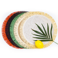 Napperon tissé en raphia en papier rond de nouvelle conception populaire de haute qualité avec gland pour les décorations de mariage de festival et le dîner