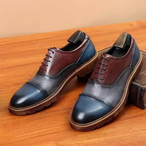 Zapatos de vestir para hombre de cuero genuino con cordones, impermeables, transpirables y ligeros para boda. - Product Image 1