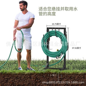 Support de tuyau métallique autoportant à 4 crochets, noir, étagère de rangement multi-niveaux pour usage extérieur en jardin - Product Image 2