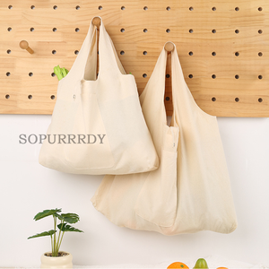 Bolsa de Mano Personalizada con Logotipo, Color Beige Natural, Duradera, de Gran Capacidad, de Lona de Algodón, Plegable, con Bolsillo - Product Image 6