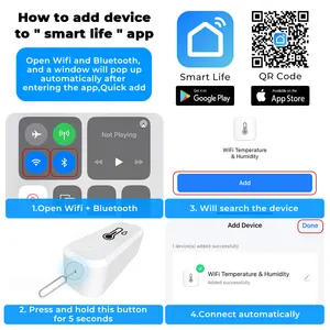 Wi-fi + Bluetooth capteur intelligent d'humidité de la température hygromètre thermomètre alarme vocale pour Alexa Google Home