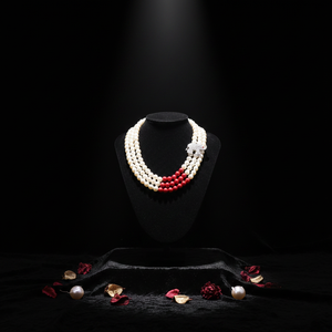 Collares de tres capas con perlas y símbolo DST de elefante, gargantilla con letras griegas para mujer - Product Image 2