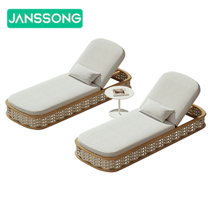 Lit de salon Mobilier d'extérieur en bois Lit de bronzage en rotin Meubles au bord de la piscine Chaises longues en <span class=keywords><strong>teck</strong></span> Lit de jour Meubles de patio Chaise longue - Product Image 6