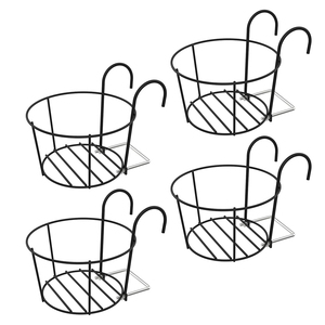 Hanging <strong>Railing</strong> Planter <strong>Flower</strong> Pot Hanging Baskets Holder Balcony Round Planter <strong>Tray</strong> - Product Image 4