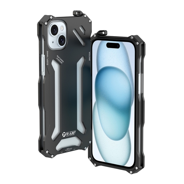 High Quality for iPhone 15 R-JUST RJ17 Shockproof Armor Metal Phone Protective Case