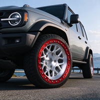 Jantes en alliage forgées sur mesure 4x4 avec anneau de jante rouge de 17 à 18 pouces pour Jeep Wrangler LC200 LC300 Ford Ranger F150