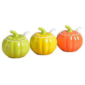 Pot à épices de forme <span class=keywords><strong>citrouille</strong></span> au design élégant, récipient jaune pour le sel, le sucre et les épices - Product Image 1