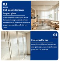 YINGHAI Custom White Stainless Steel Fluted Glass Partition Screen Freestanding Decorative Room Divider for Bedroom Library