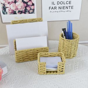 Cesta de Almacenamiento Multiusos para Escritorio, Cesta Tejida para Mesa, Bandeja de Almacenamiento de Cuerda de Papel para Cartas, Carpetas, Cuadernos, Copias e Impresiones - Product Image 2