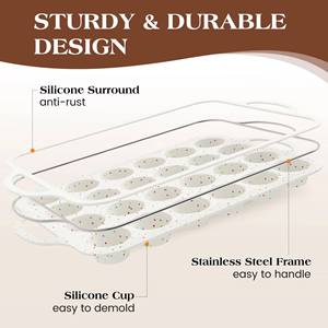 MUYULINS Factory 12/24 Hollow Cups Metal Reinforced Frame Regular Size with Handle Non-Stick <b>Silicone</b> Cake Mold - Product Image 2