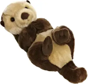可爱廉价柔软舒适安全出厂价回收动物毛绒玩具模拟动物毛绒躺卧海獭毛绒玩具