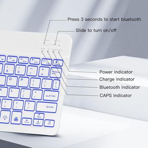 Teclado retroiluminado inalámbrico recargable Universal delgado de 10 pulgadas nuevo teclado inalámbrico para teléfono móvil tableta portátil - Product Image 2