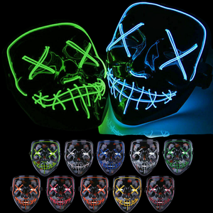 Máscara LED <span class=keywords><strong>de</strong></span> Halloween Cara <span class=keywords><strong>de</strong></span> Fantasma <span class=keywords><strong>de</strong></span> Neón para Niños con Estampado Aterrador y Cable Luminoso <span class=keywords><strong>EL</strong></span> para Festival Cosplay y Fiesta Brillante Máscara <span class=keywords><strong>de</strong></span> Plástico - Product Image 2