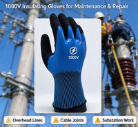 Gants de sécurité isolants 1000V en polyester tricoté 13 jauges, doublement enduits de latex moussé