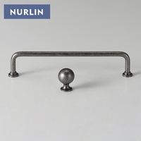 Nurlin laiton massif Antique argent Antique rond arqué poignée armoire boutons armoire porte vestiaire Style rétro tirer