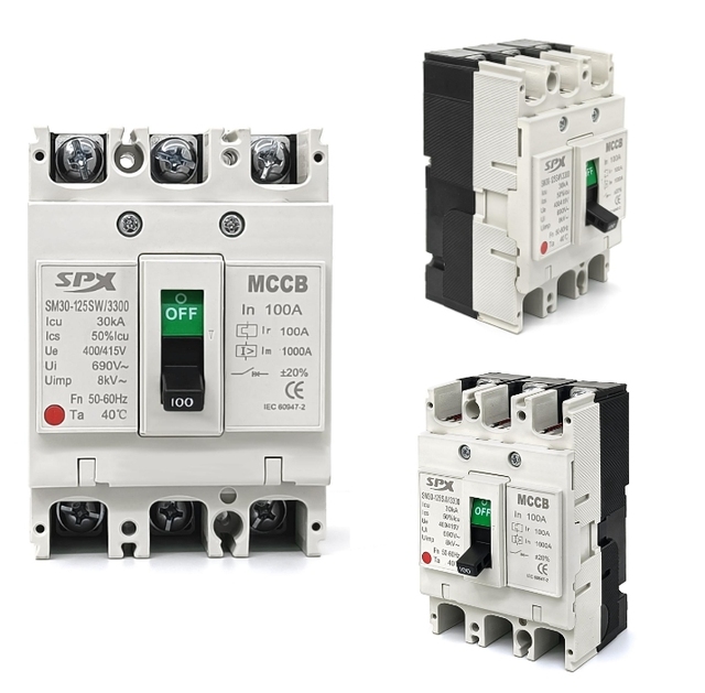 SPX High Quality 3P 100 Amp Motorized MCCB 3 Phase MCB Circuit Breaker Premium Moulded Case Circuit Breakers