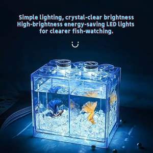 Réservoir de poissons avec éclairage LED Mini paysage Scaping 12H * 10W * 8L CM Petit aquarium pour Betta Fish Mini Tortues - Product Image 5