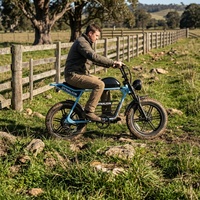 Vélo électrique tout-terrain robuste à pneus larges avec longue banquette, vélo électrique durable pour l'inspection des terres agricoles